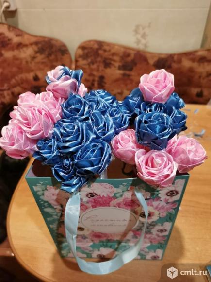 Розы из атласных лент. Фото 5.