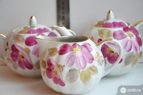 Дулево Сервиз чайный Пурпуровый цветок живопись. Фото 5.