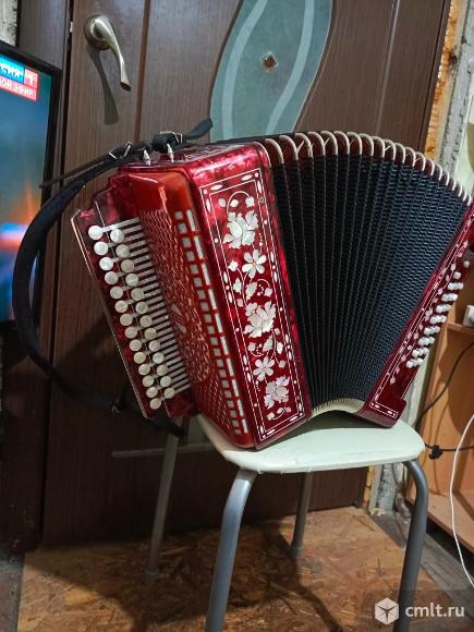 Гармонь двухрядная заказная цельнопланочная. Фото 1.