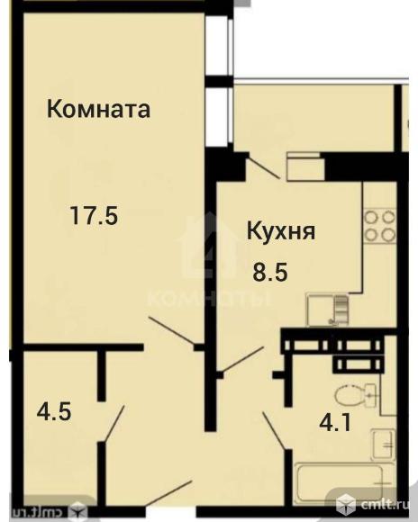 1-комнатная квартира 44 кв.м. Фото 12.