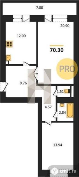 2-комнатная квартира 70,3 кв.м. Фото 4.