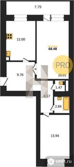 2-комнатная квартира 70,2 кв.м. Фото 5.