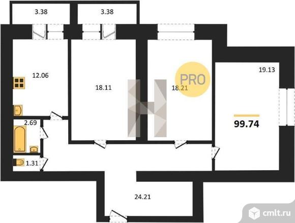 3-комнатная квартира 100,2 кв.м. Фото 4.