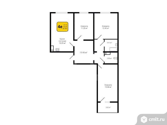 3-комнатная квартира 82 кв.м. Фото 12.