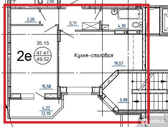 2-комнатная квартира 49,52 кв.м. Фото 13.