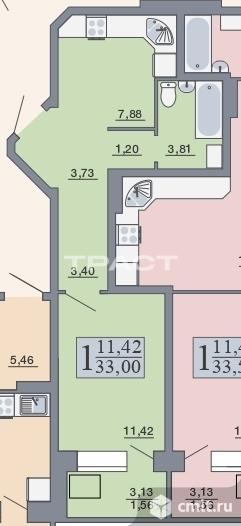 1-комнатная квартира 33,1 кв.м. Фото 12.