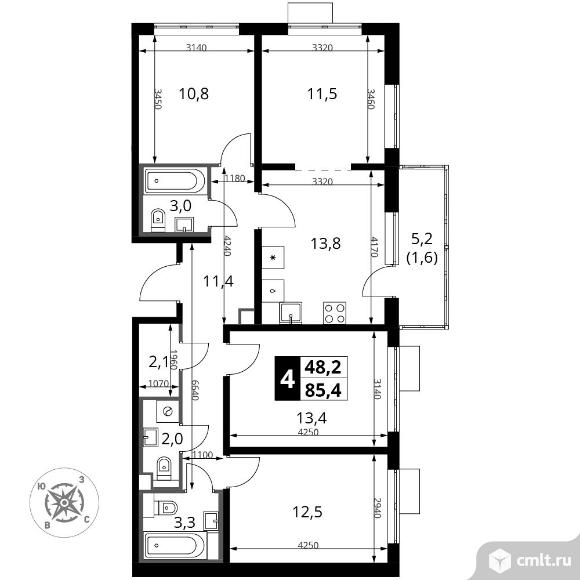 4-комнатная квартира 85,4 кв.м - Южная Битца. Фото 1.