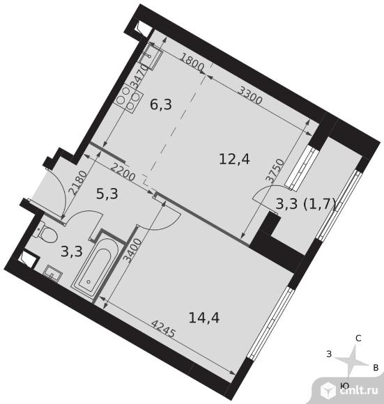 2-комнатная квартира 43,4 кв.м - ЖК "Архитектор". Фото 1.