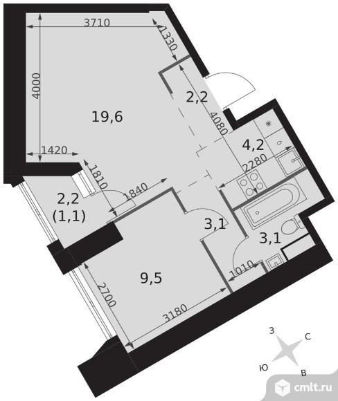 2-комнатная квартира 42,8 кв.м - ЖК "Архитектор". Фото 1.