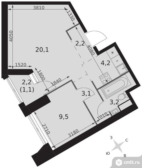 2-комнатная квартира 43,4 кв.м - ЖК "Архитектор". Фото 1.