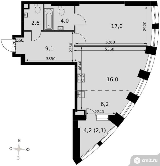 1-комнатная квартира 56,9 кв.м - ЖК "Sydney City". Фото 1.