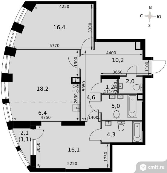 3-комнатная квартира 85,2 кв.м - ЖК "Sydney City". Фото 1.