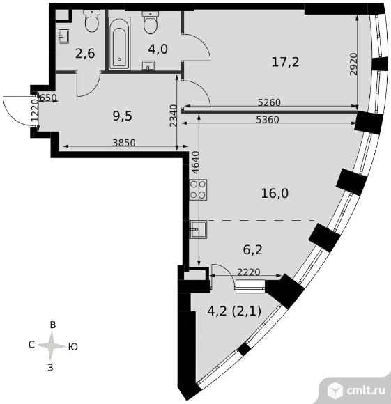 1-комнатная квартира 57,5 кв.м - ЖК "Sydney City". Фото 1.