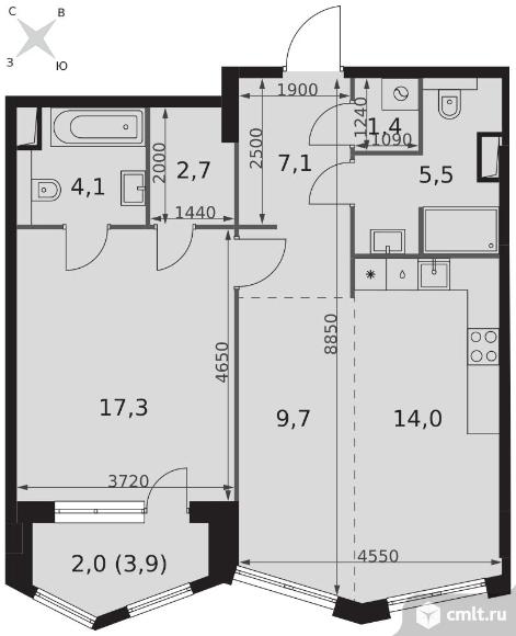 2-комнатная квартира 63,8 кв.м - ЖК "Sydney City". Фото 1.