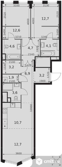 3-комнатная квартира 80,9 кв.м - ЖК "Sydney City". Фото 1.