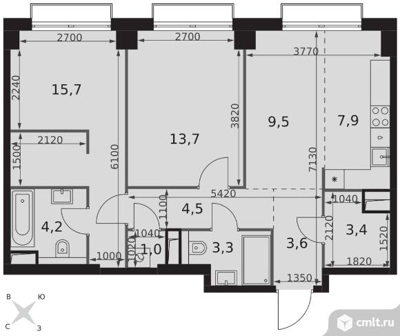 2-комнатная квартира 66,8 кв.м - ЖК "Sydney City". Фото 1.