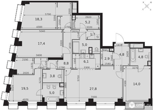 5-комнатная квартира 145,1 кв.м - ЖК "Sydney City". Фото 1.