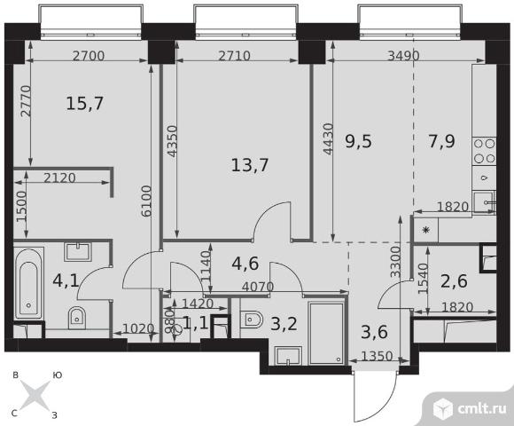 2-комнатная квартира 66 кв.м - ЖК "Sydney City". Фото 1.