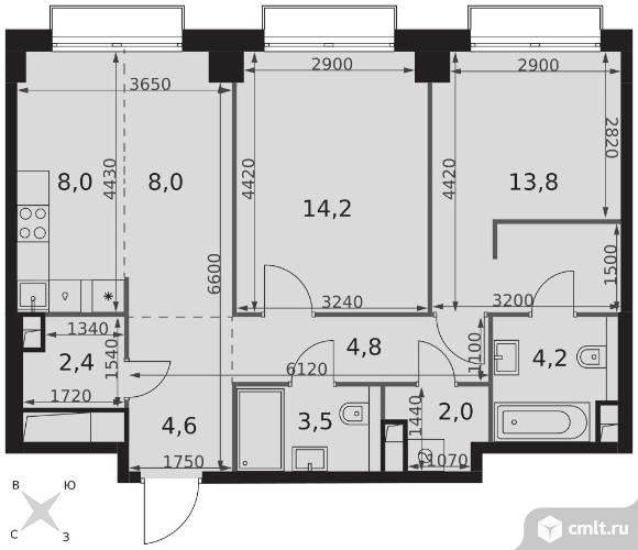 2-комнатная квартира 65,5 кв.м - ЖК "Sydney City". Фото 1.