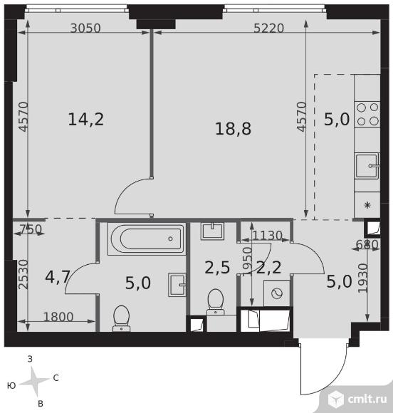 2-комнатная квартира 57,4 кв.м - ЖК "Sydney City". Фото 1.