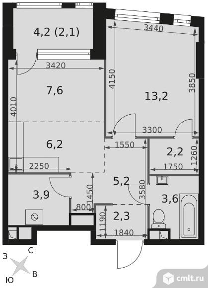 2-комнатная квартира 46,3 кв.м - ЖК "Роттердам". Фото 1.