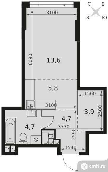 1-комнатная квартира 32,8 кв.м - ЖК "Роттердам". Фото 1.
