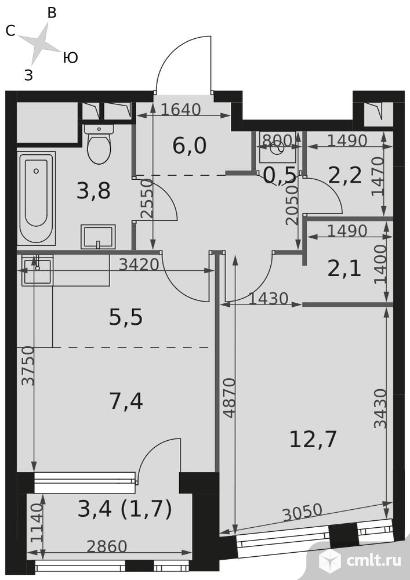 1-комнатная квартира 41,9 кв.м - ЖК "Роттердам". Фото 1.