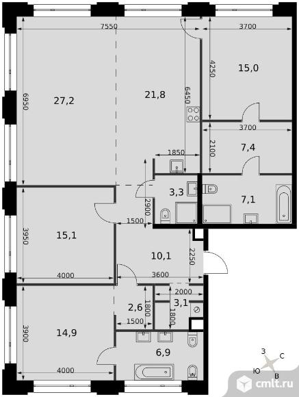 4-комнатная квартира 138,2 кв.м - ЖК "Sydney Prime". Фото 1.