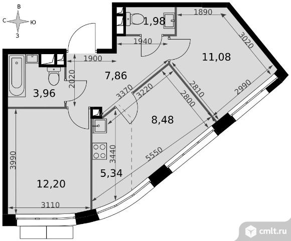 3-комнатная квартира 50,9 кв.м - ЖК "Движение. Говорово". Фото 1.