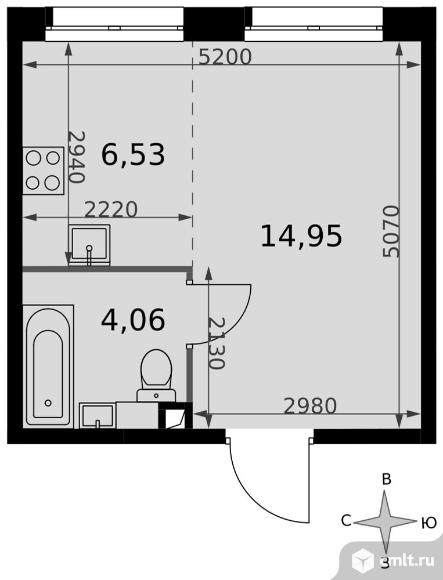 1-комнатная квартира 25,54 кв.м - ЖК "Движение. Говорово". Фото 1.