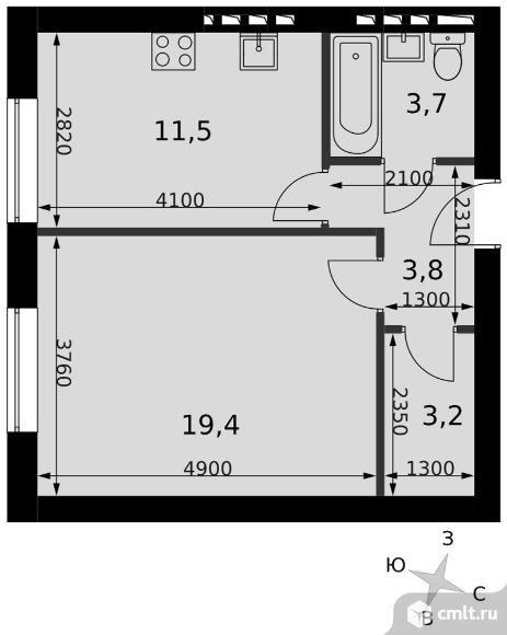 1-комнатная квартира 40,6 кв.м - ЖК «Парк Апрель». Фото 1.