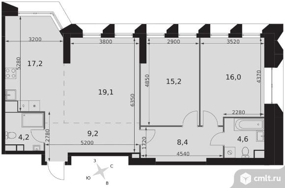 3-комнатная квартира 93,9 кв.м - ЖК "Архитектор". Фото 1.