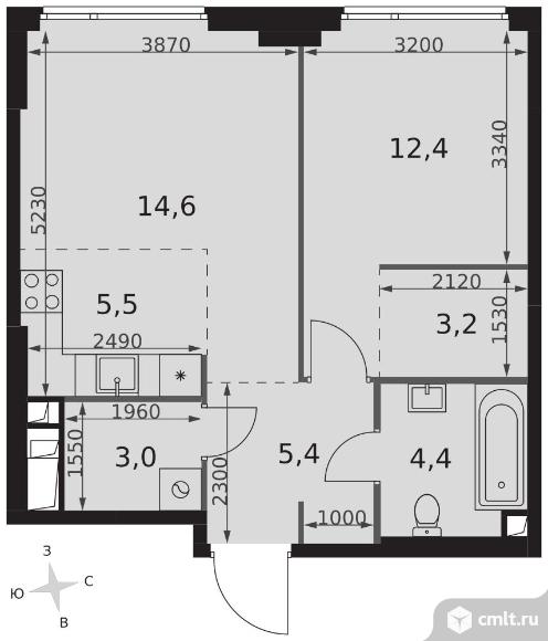 2-комнатная квартира 48,5 кв.м - ЖК "Sydney City". Фото 1.
