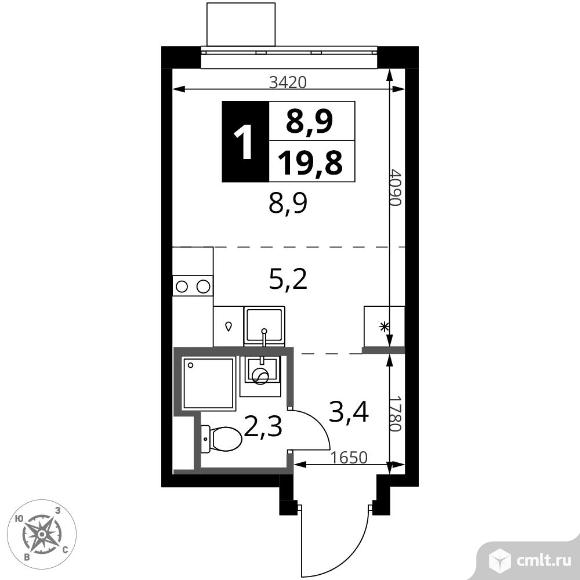 1-комнатная квартира 19,8 кв.м - ЖК "1-й Донской". Фото 1.