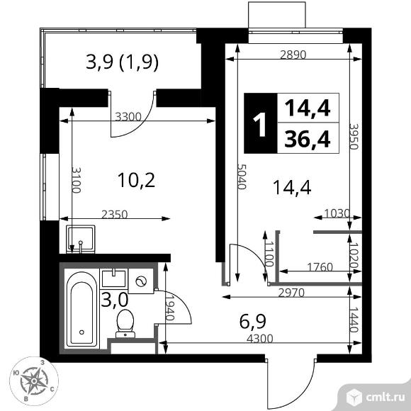 1-комнатная квартира 36,4 кв.м - ЖК "1-й Донской". Фото 1.