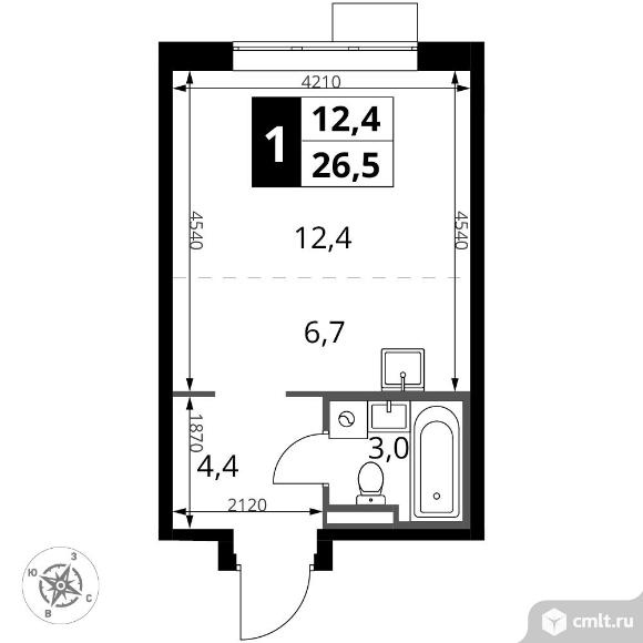 1-комнатная квартира 26,5 кв.м - ЖК "1-й Донской". Фото 1.