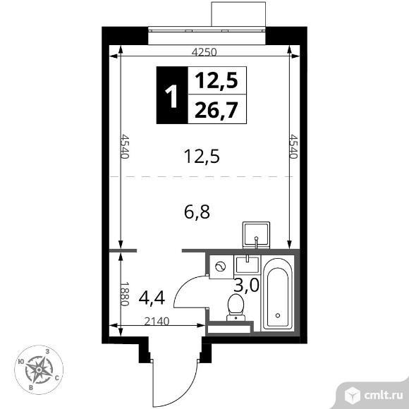 1-комнатная квартира 26,7 кв.м - ЖК "1-й Донской". Фото 1.