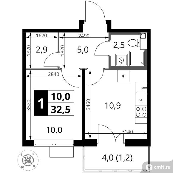 1-комнатная квартира 32,5 кв.м - ЖК "1-й Шереметьевский". Фото 1.