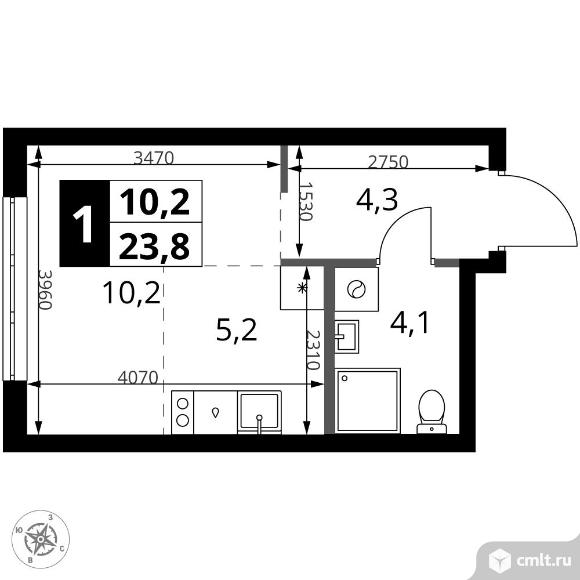1-комнатная квартира 23,8 кв.м - ЖК "1-й Ясеневский". Фото 1.