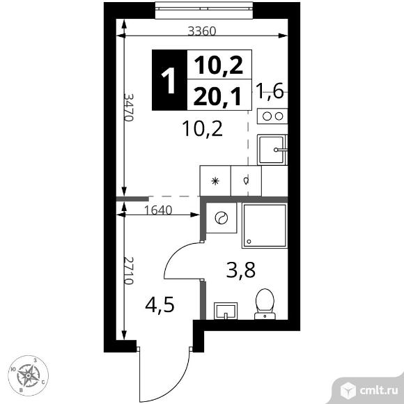 1-комнатная квартира 20,1 кв.м - ЖК "1-й Ясеневский". Фото 1.