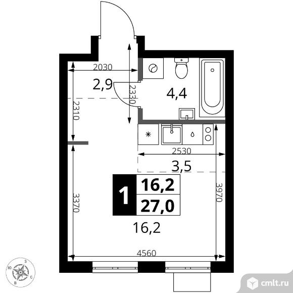 1-комнатная квартира 27 кв.м - ЖК "1-й Ясеневский". Фото 1.