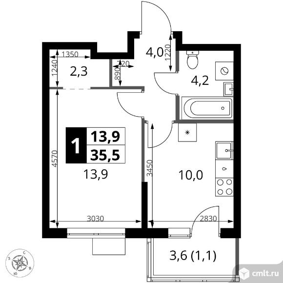 1-комнатная квартира 35,5 кв.м - ЖК "1-й Ясеневский". Фото 1.