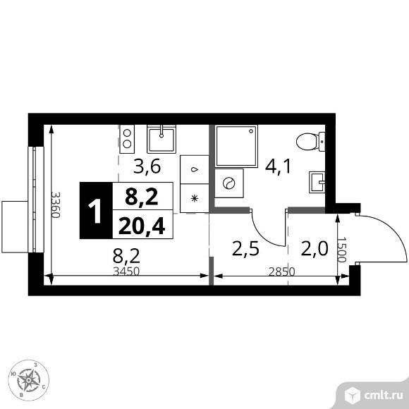 1-комнатная квартира 20,4 кв.м - ЖК "1-й Ясеневский". Фото 1.