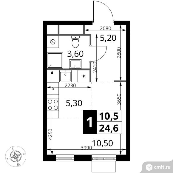 1-комнатная квартира 24,6 кв.м - ЖК "1-й Химкинский". Фото 1.