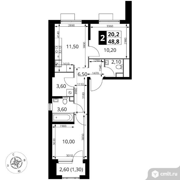 2-комнатная квартира 48,8 кв.м - ЖК "1-й Химкинский". Фото 1.