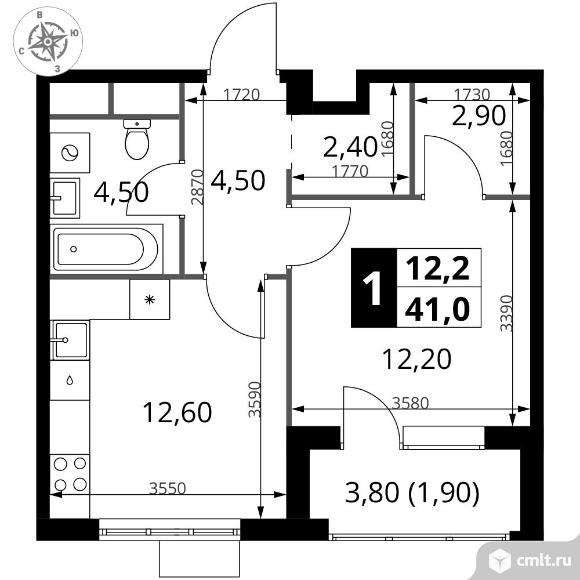 1-комнатная квартира 41 кв.м - ЖК "1-й Химкинский". Фото 1.