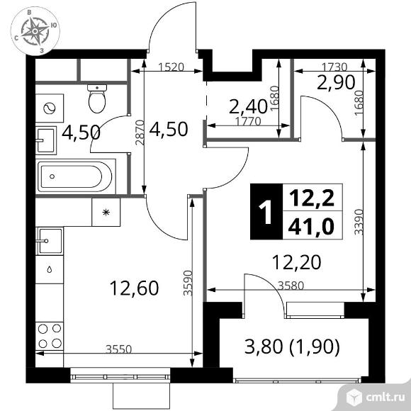 1-комнатная квартира 41 кв.м - ЖК "1-й Химкинский". Фото 1.