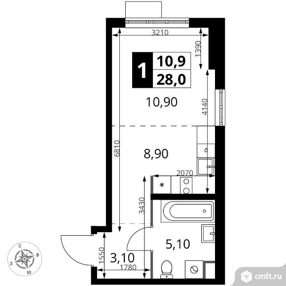 1-комнатная квартира 27,9 кв.м - ЖК "1-й Химкинский". Фото 1.