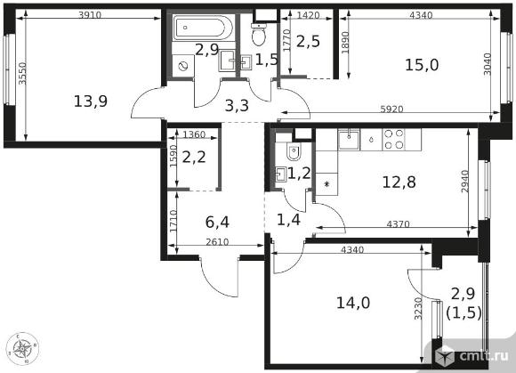 3-комнатная квартира 78,6 кв.м - ЖК "1-й Химкинский". Фото 1.