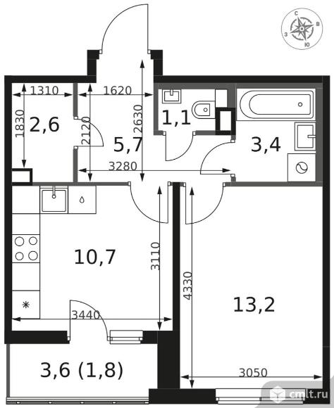1-комнатная квартира 38,5 кв.м - ЖК "1-й Химкинский". Фото 1.